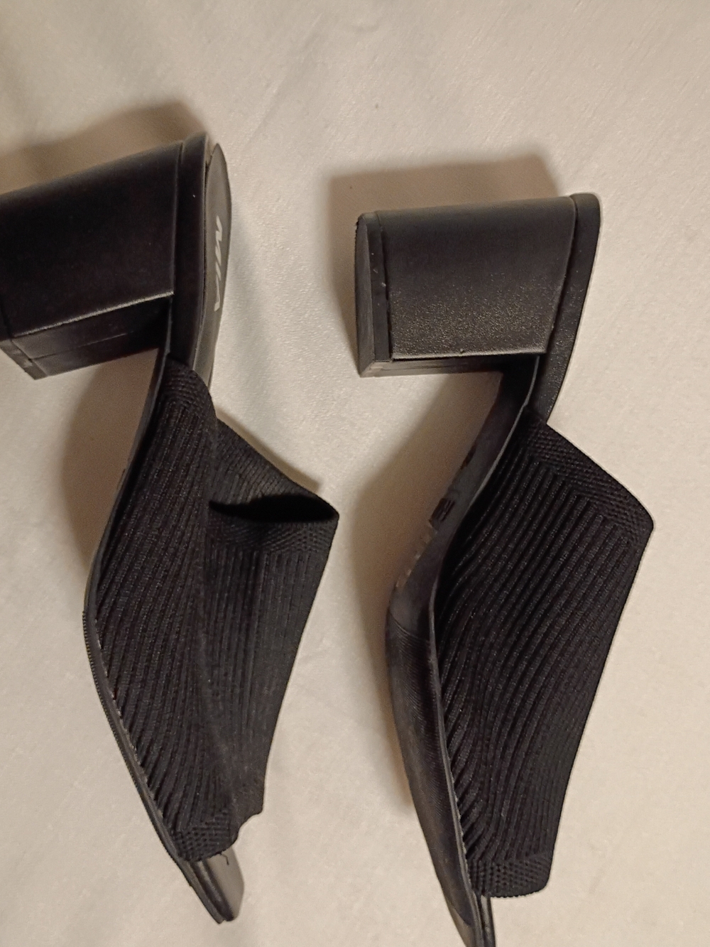 MIA Black Slide Heels with Gold Label